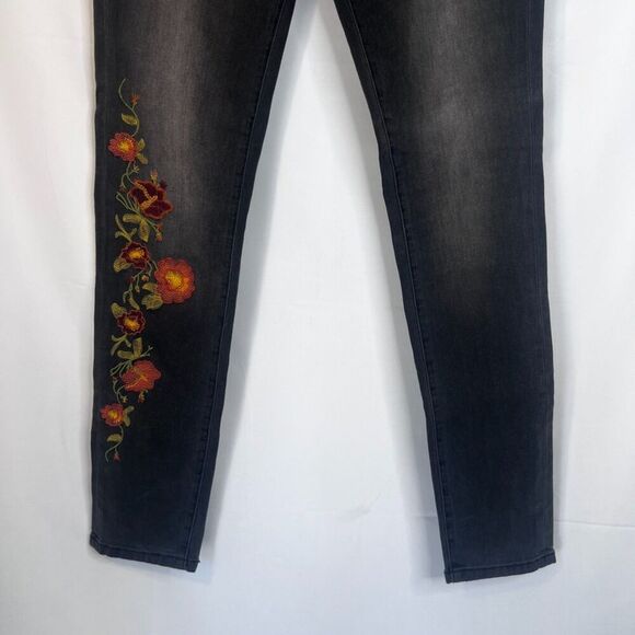 Jag Jeans Light Black Floral Embroidered Boho Skinny Jeans Size 6/28 - Picture 4 of 10